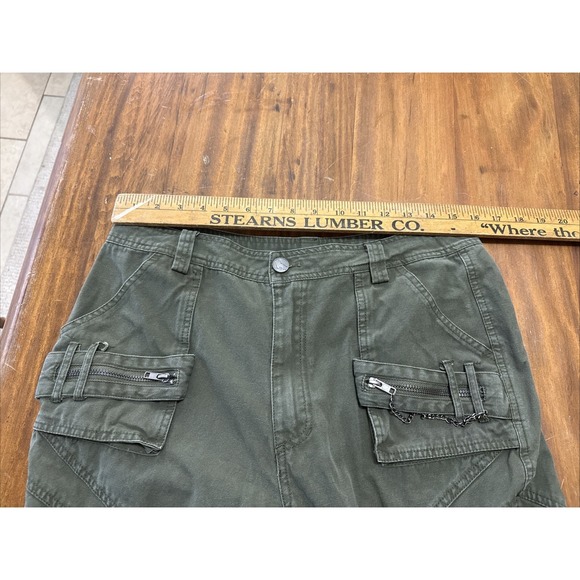 Free Knight Pants Mens 32 Green Cargo Tactical Military Zippers Pockets Chains - Picture 10 of 11